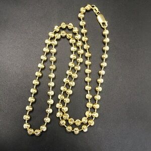 Gold Over 925 Sterling Silver Beaded Ball Chain Necklace Size 22” / 5MM